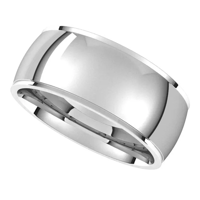 TreasureFineJewelers Rings 14K White Gold 8 mm Half Round Edge Comfort Fit Wedding Band