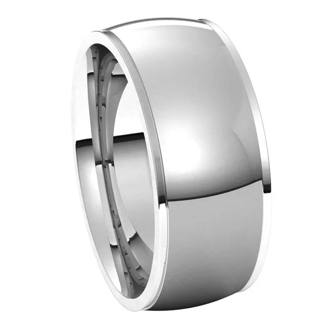 TreasureFineJewelers Rings 14K White Gold 8 mm Half Round Edge Comfort Fit Wedding Band