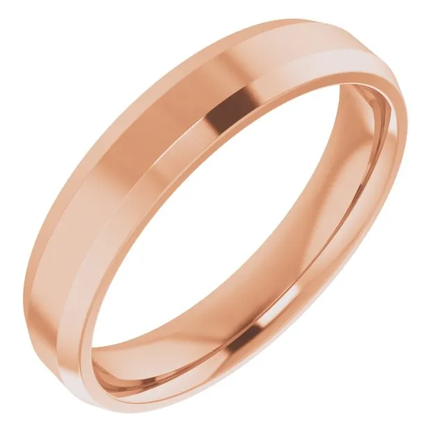 TreasureFineJewelers Rings 18K Rose 4 mm Beveled Edge Comfort Fit Light Band TreasureFineJewelers Rings 18K Rose 4 mm Beveled Edge Comfort Fit Light Band