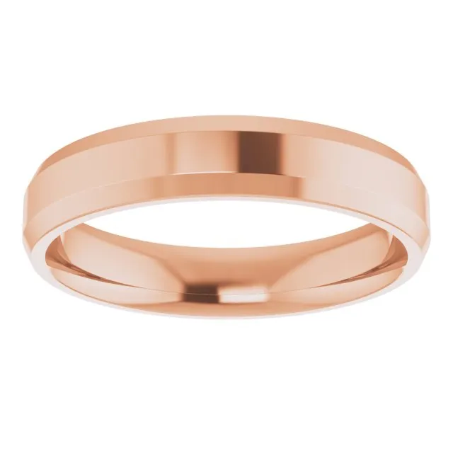 TreasureFineJewelers Rings 18K Rose 4 mm Beveled Edge Comfort Fit Light Band