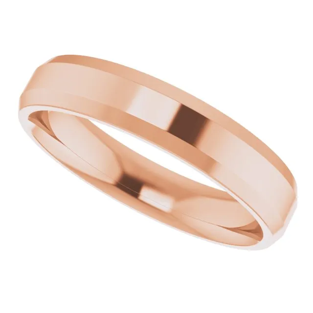 TreasureFineJewelers Rings 18K Rose 4 mm Beveled Edge Comfort Fit Light Band