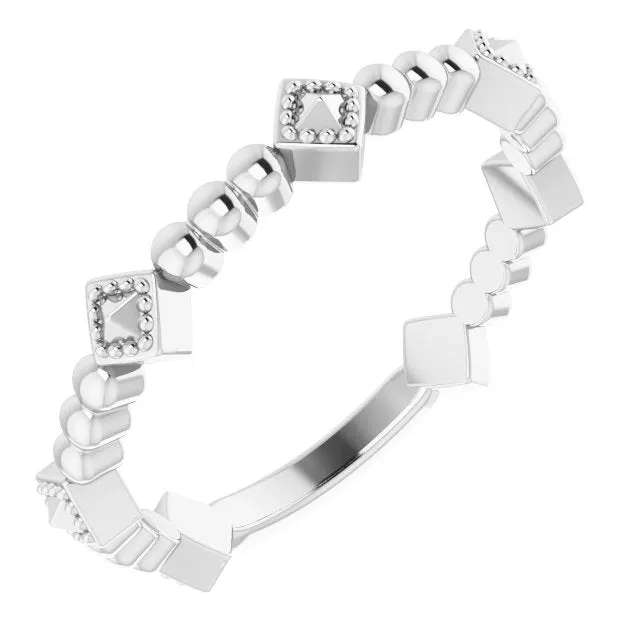 TreasureFineJewelers Rings Platinum Stackable Pyramid Ring