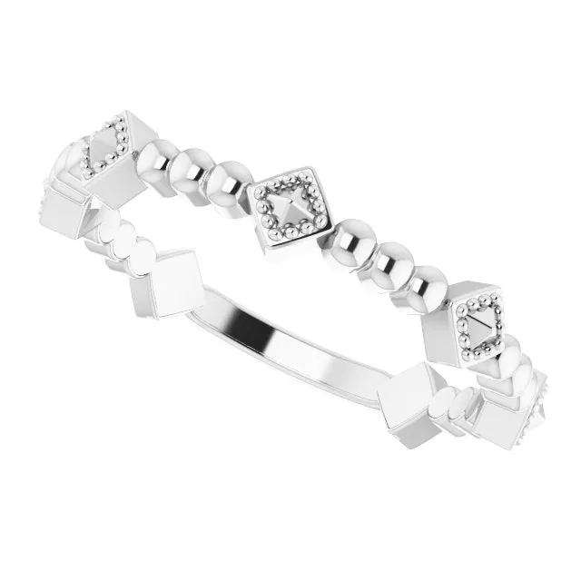 TreasureFineJewelers Rings Platinum Stackable Pyramid Ring