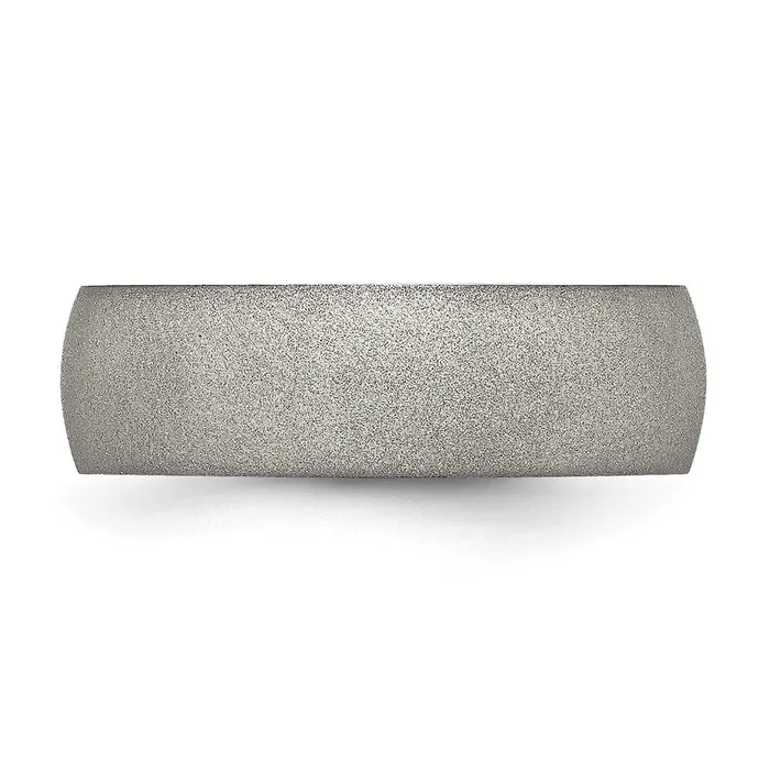 TreasureFineJewelers Rings Stainless Steel Polished wStone Finish 7mm Band