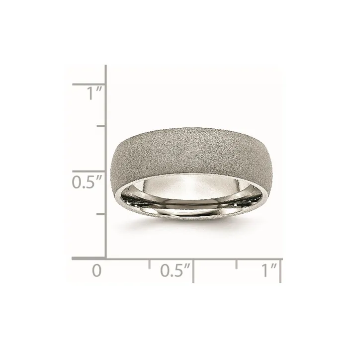 TreasureFineJewelers Rings Stainless Steel Polished wStone Finish 7mm Band