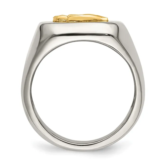 TreasureFineJewelers Rings Stainless Steel w14k Accent Polished Praying Hands Ring