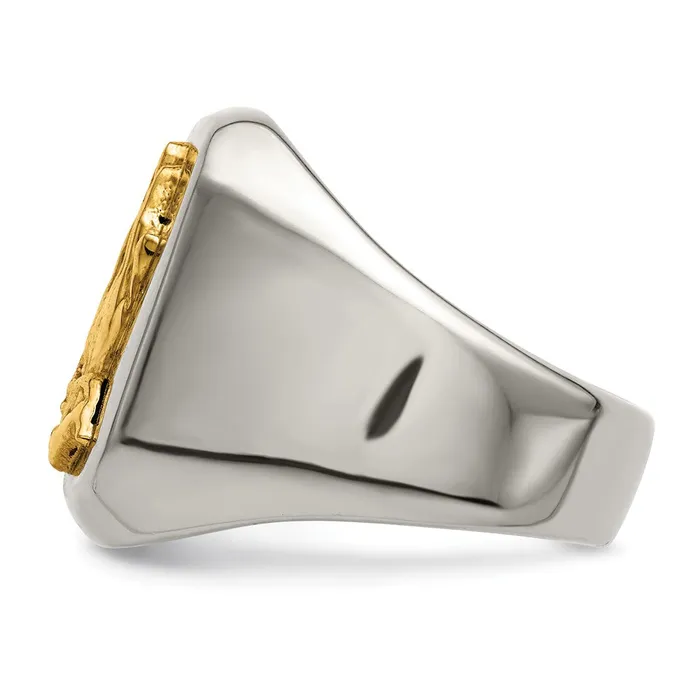 TreasureFineJewelers Rings Stainless Steel w14k Accent Polished Praying Hands Ring