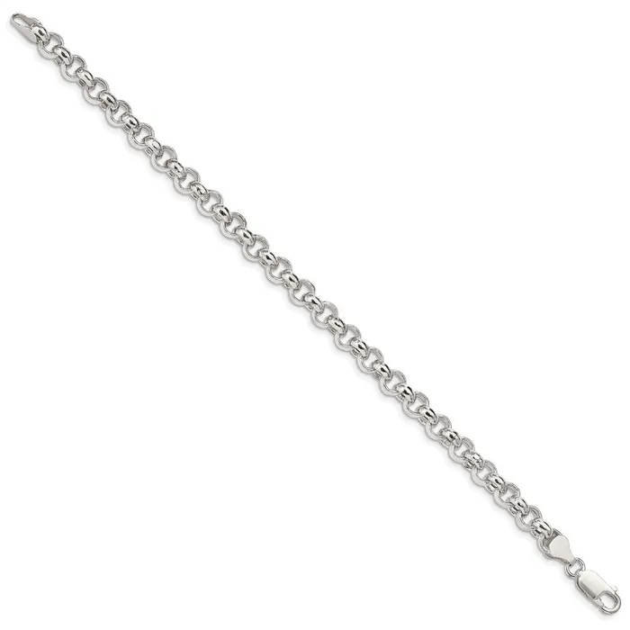 TreasureFineJewelers Rings Sterling Silver 65mm Semisolid Rolo Chain
