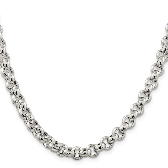 TreasureFineJewelers Rings Sterling Silver 775mm Semisolid Rolo Chain