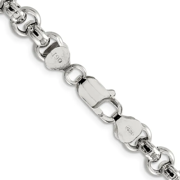 TreasureFineJewelers Rings Sterling Silver 775mm Semisolid Rolo Chain