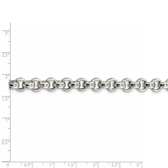 TreasureFineJewelers Rings Sterling Silver 775mm Semisolid Rolo Chain