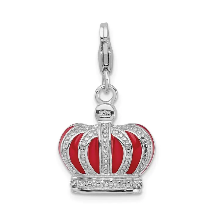TreasureFineJewelers Rings Sterling Silver Amore La Vita Rhodpl Swarovski Enameled Crown Charm