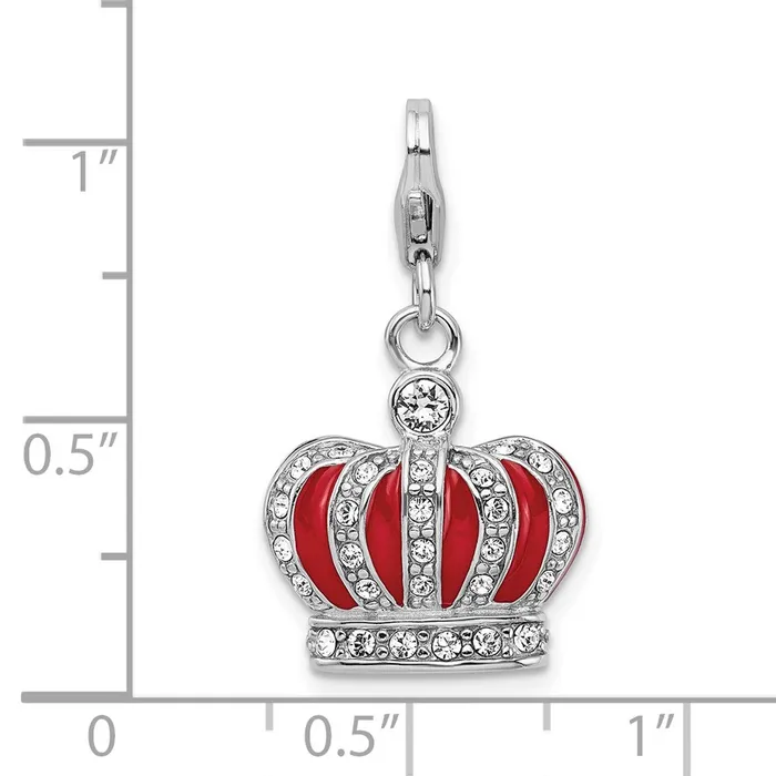 TreasureFineJewelers Rings Sterling Silver Amore La Vita Rhodpl Swarovski Enameled Crown Charm