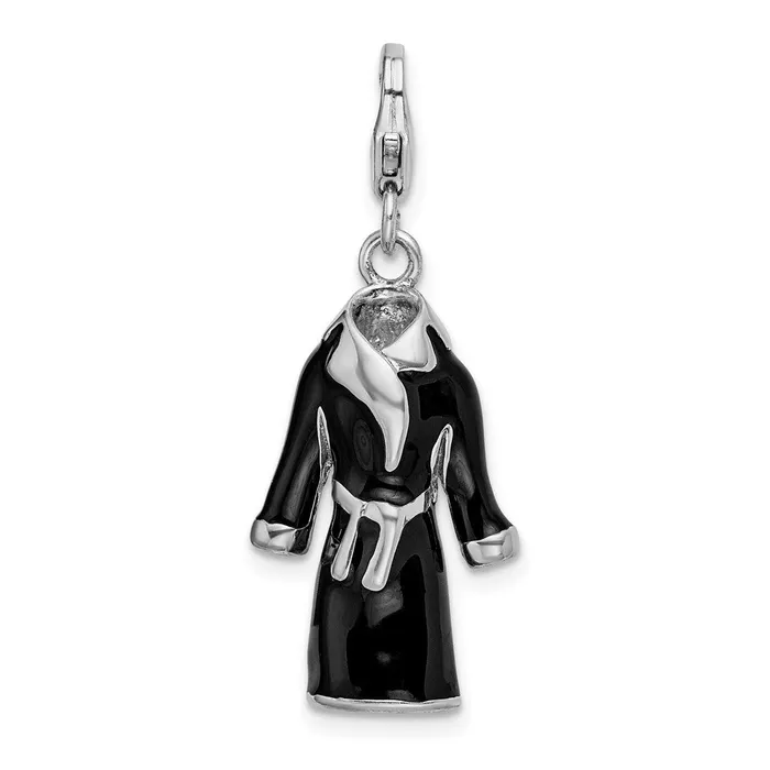 TreasureFineJewelers Rings Sterling Silver Amore La Vita Rhodiumpl 3D Black Enameled Robe Charm TreasureFineJewelers Rings Sterling Silver Amore La Vita Rhodiumpl 3D Black Enameled Robe Charm
