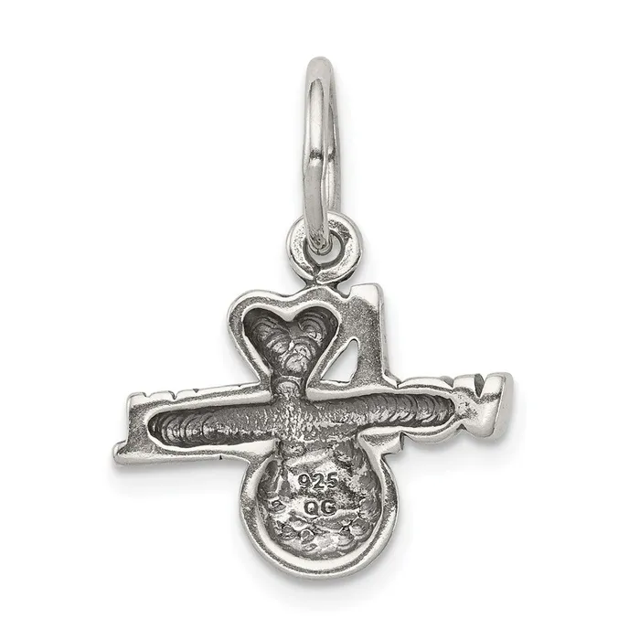 TreasureFineJewelers Rings Sterling Silver Antique I heart Volleyball Charm