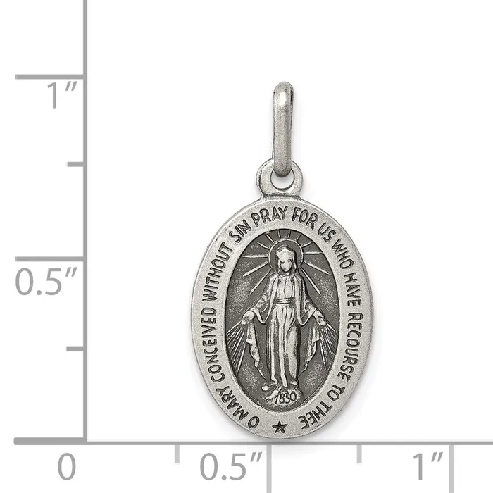 TreasureFineJewelers Rings Sterling Silver Antiqued Miraculous Medal