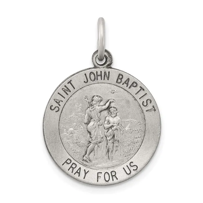 TreasureFineJewelers Rings Sterling Silver Antiqued Saint John the Baptist Medal TreasureFineJewelers Rings Sterling Silver Antiqued Saint John the Baptist Medal