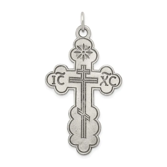 TreasureFineJewelers Rings Sterling Silver Eastern Orthodox Cross Charm