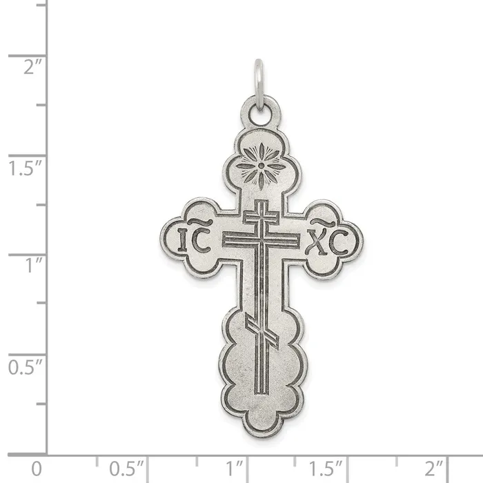 TreasureFineJewelers Rings Sterling Silver Eastern Orthodox Cross Charm