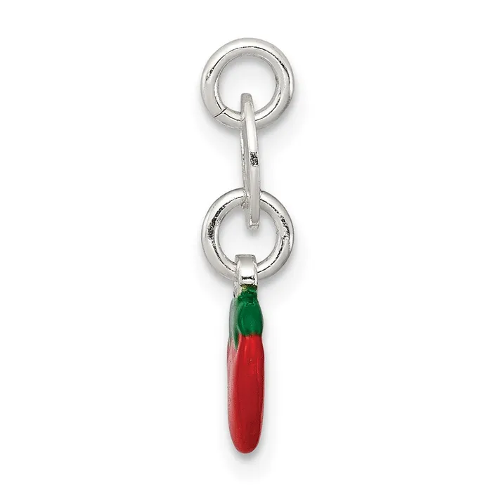 TreasureFineJewelers Rings Sterling Silver Enameled Strawberry Charm