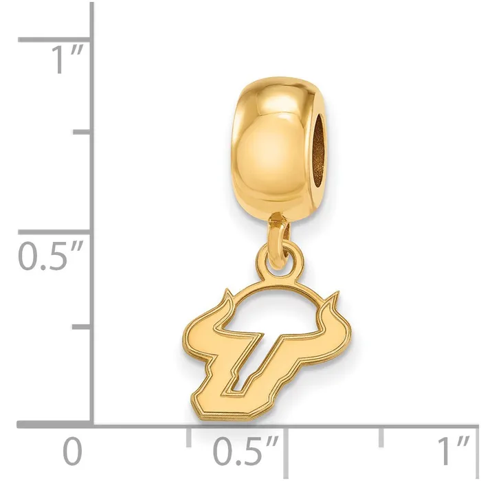 TreasureFineJewelers Rings Sterling Silver Goldplated LogoArt University of South Florida Bull Extra Small Dangle Bead Charm