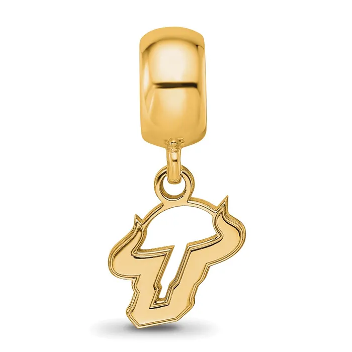 TreasureFineJewelers Rings Sterling Silver Goldplated LogoArt University of South Florida Bull Extra Small Dangle Bead Charm