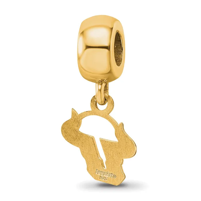 TreasureFineJewelers Rings Sterling Silver Goldplated LogoArt University of South Florida Bull Extra Small Dangle Bead Charm