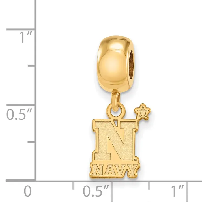 TreasureFineJewelers Rings Sterling Silver Goldplated LogoArt US Naval Academy Small Dangle Bead Charm