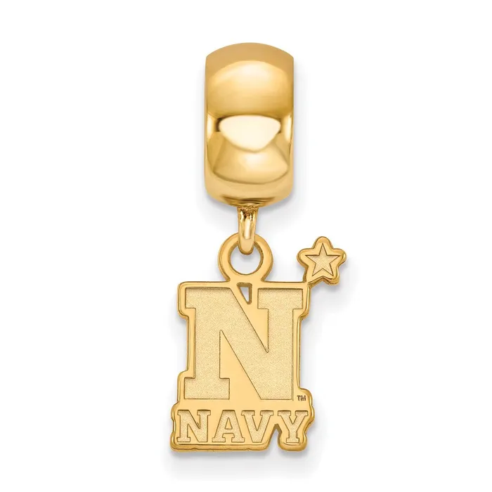 TreasureFineJewelers Rings Sterling Silver Goldplated LogoArt US Naval Academy Small Dangle Bead Charm