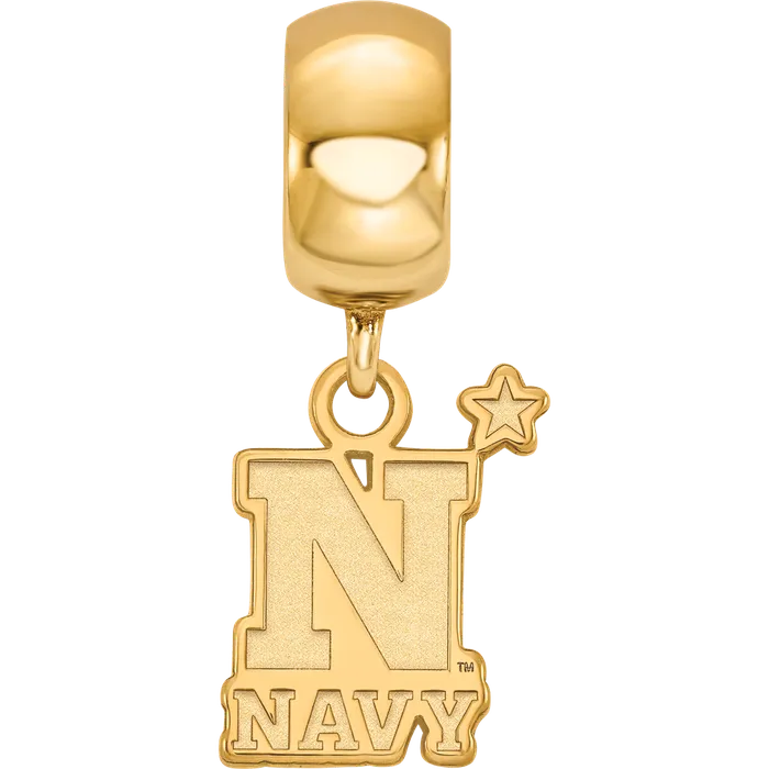 TreasureFineJewelers Rings Sterling Silver Goldplated LogoArt US Naval Academy Small Dangle Bead Charm