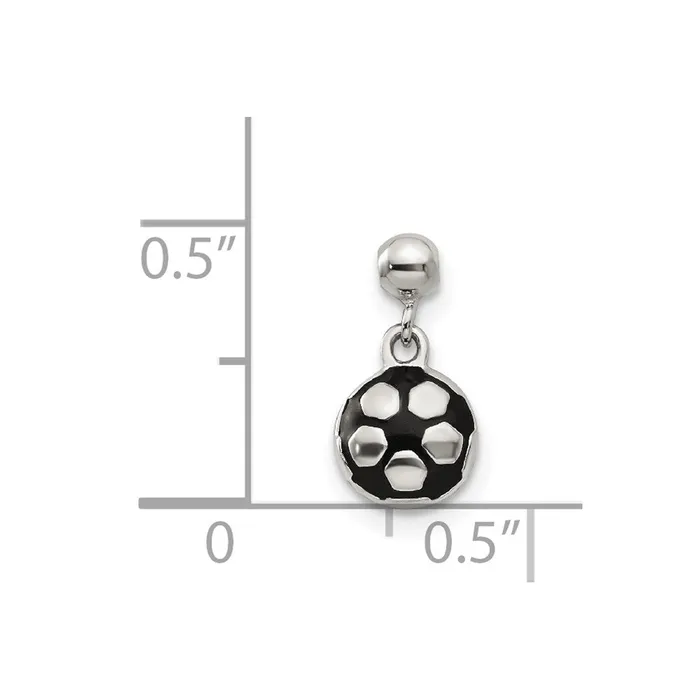 TreasureFineJewelers Rings Sterling Silver Mio Memento Enamel Dangle Soccer Ball Charm