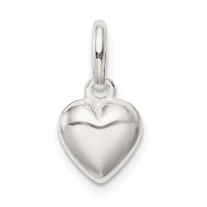 TreasureFineJewelers Rings Sterling Silver Polished Puff Heart Charm
