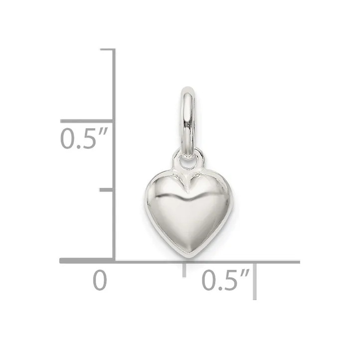 TreasureFineJewelers Rings Sterling Silver Polished Puff Heart Charm