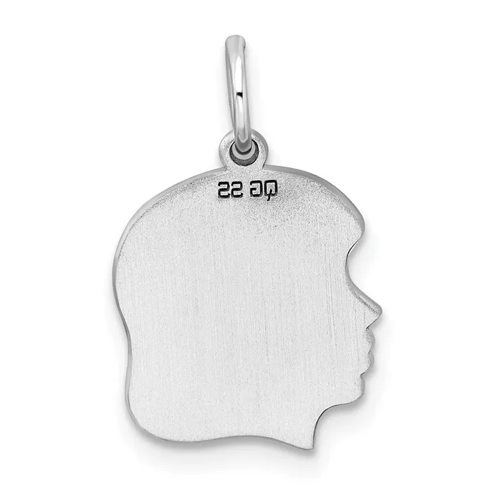 TreasureFineJewelers Rings Sterling Silver Rhplt Engraveable Girl Disc Charm Polish on FrontBack