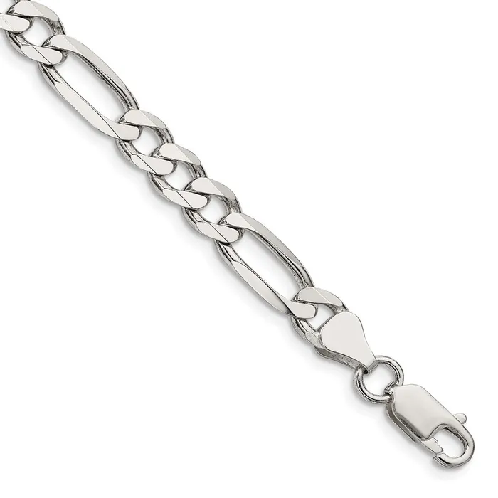 TreasureFineJewelers Rings Sterling Silver Rhodiumplated 65mm Figaro Chain TreasureFineJewelers Rings Sterling Silver Rhodiumplated 65mm Figaro Chain