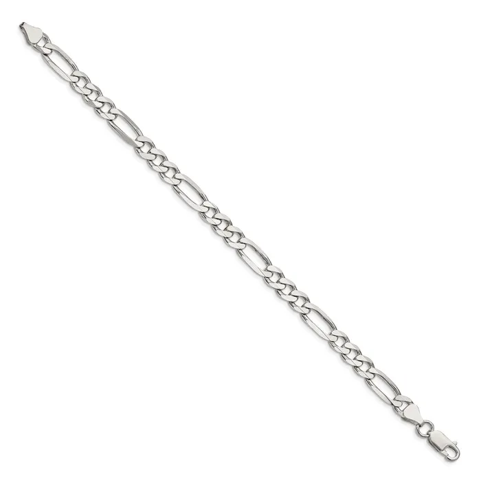 TreasureFineJewelers Rings Sterling Silver Rhodiumplated 65mm Figaro Chain