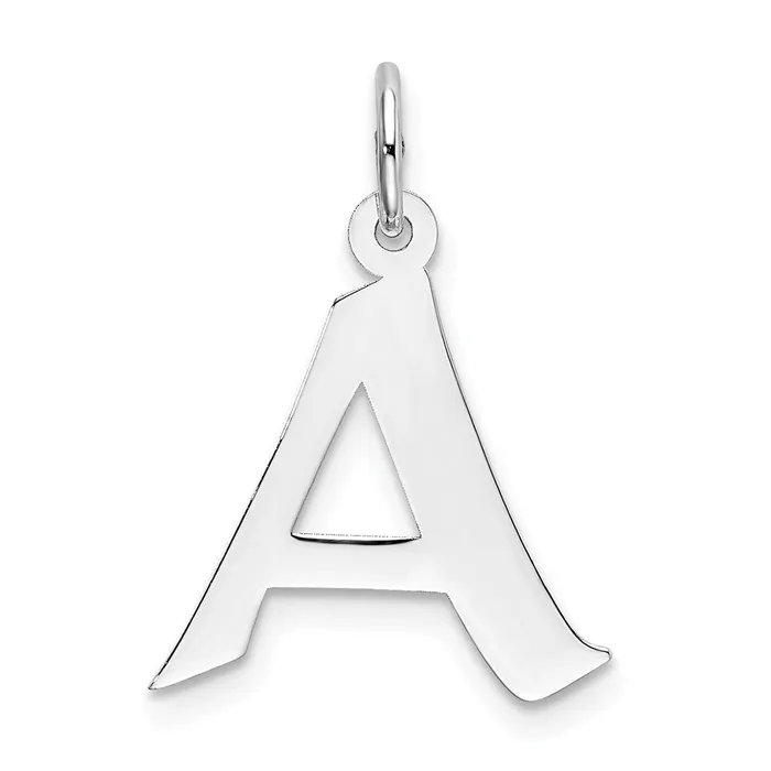 TreasureFineJewelers Rings Sterling Silver Rhodiumplated Artisan Block Letter A Initial Charm