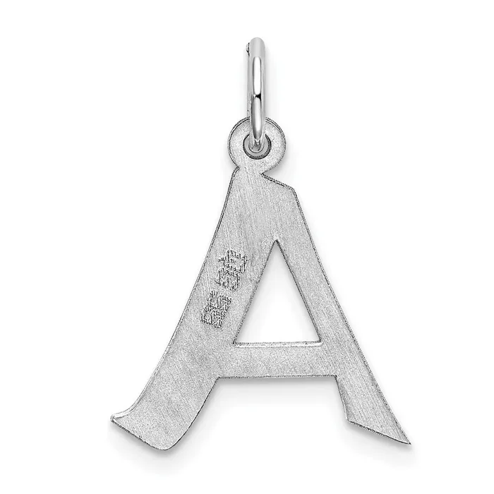 TreasureFineJewelers Rings Sterling Silver Rhodiumplated Artisan Block Letter A Initial Charm