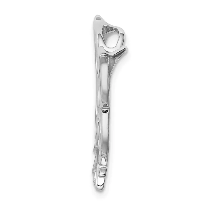 TreasureFineJewelers Rings Sterling Silver Rhodiumplated Owl Chain Slide