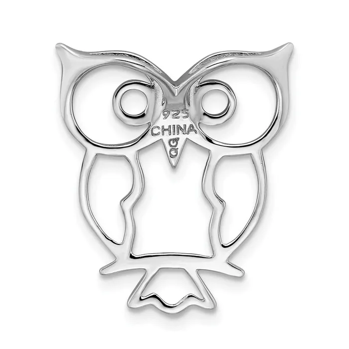TreasureFineJewelers Rings Sterling Silver Rhodiumplated Owl Chain Slide