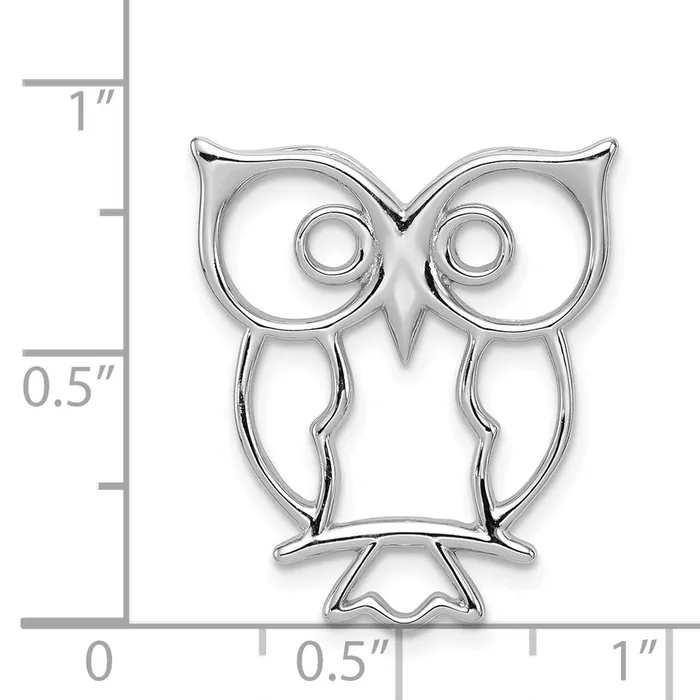 TreasureFineJewelers Rings Sterling Silver Rhodiumplated Owl Chain Slide