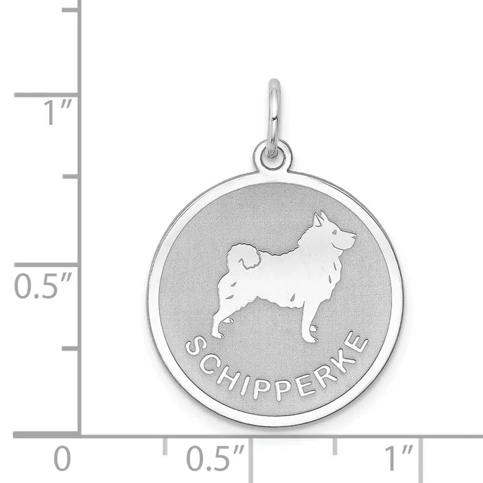 TreasureFineJewelers Rings Sterling Silver Rhodiumplated Schipperke Disc Charm