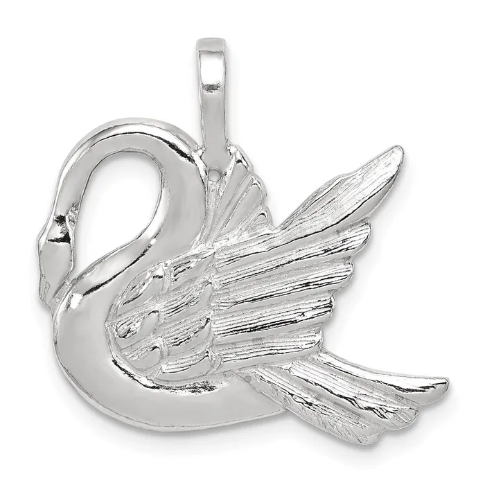TreasureFineJewelers Rings Sterling Silver Swan Charm