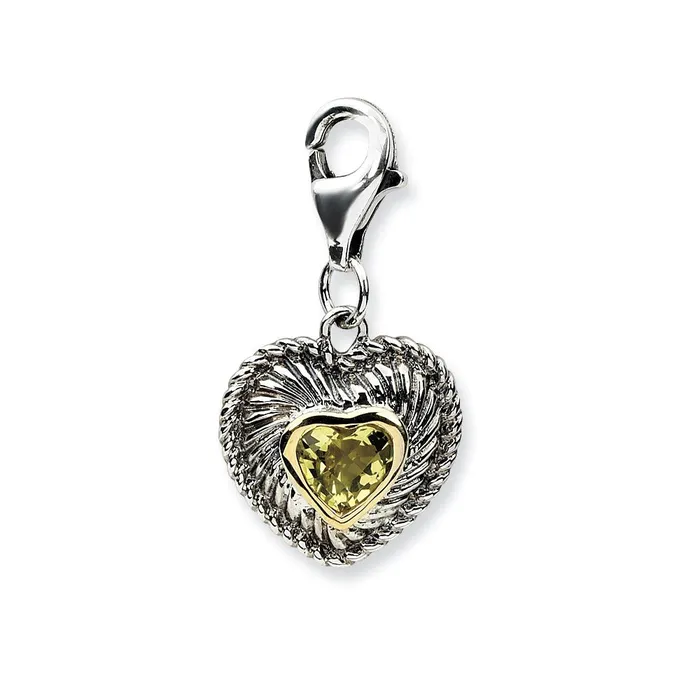 TreasureFineJewelers Rings Sterling Silver w14k Lemon Quartz Antiqued Charm TreasureFineJewelers Rings Sterling Silver w14k Lemon Quartz Antiqued Charm