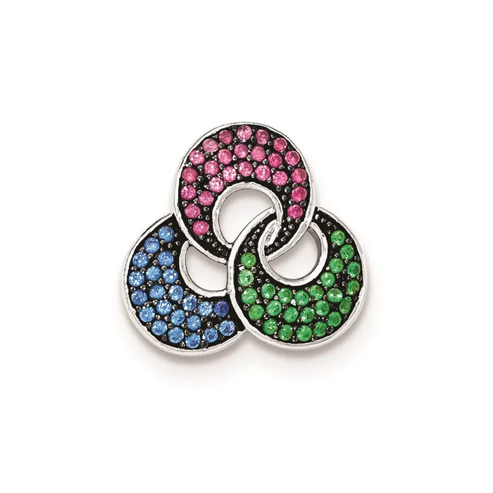 TreasureFineJewelers Rings Sterling Silver W Synthetic Stones Chain Slide