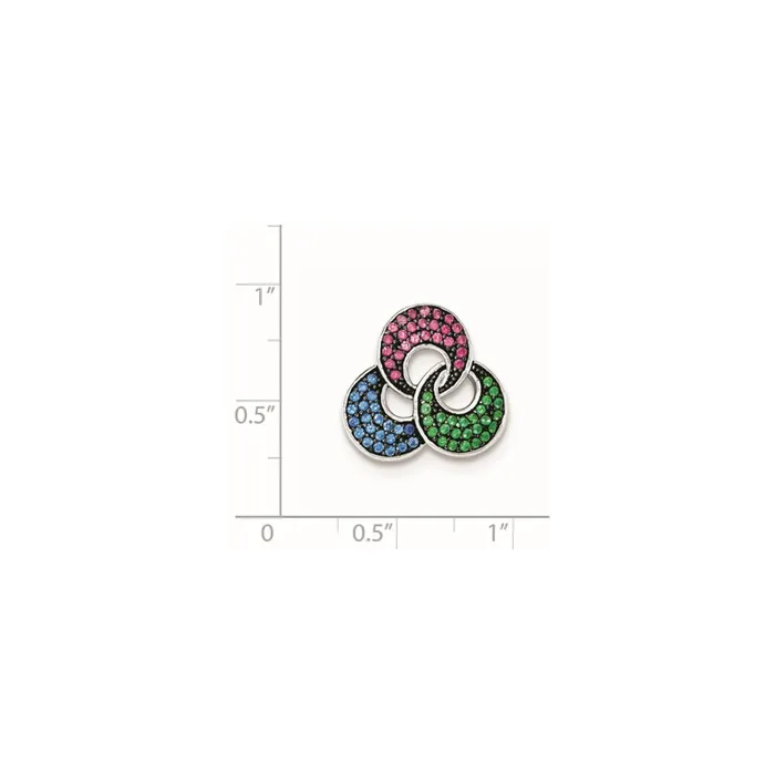 TreasureFineJewelers Rings Sterling Silver W Synthetic Stones Chain Slide