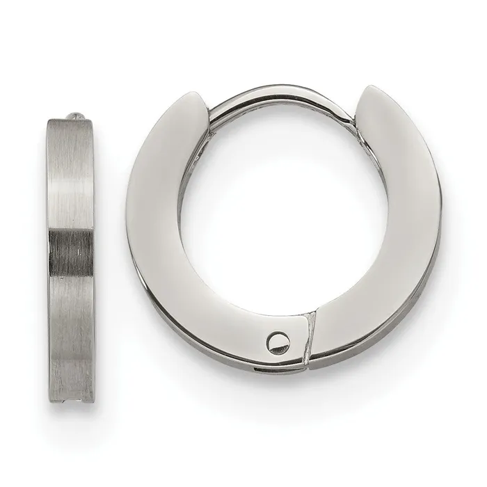TreasureFineJewelers Stainless Steel Brushed and Polished 2mm Hinged Hoop Earrings Earrings TreasureFineJewelers Stainless Steel Brushed and Polished 2mm Hinged Hoop Earrings Earrings