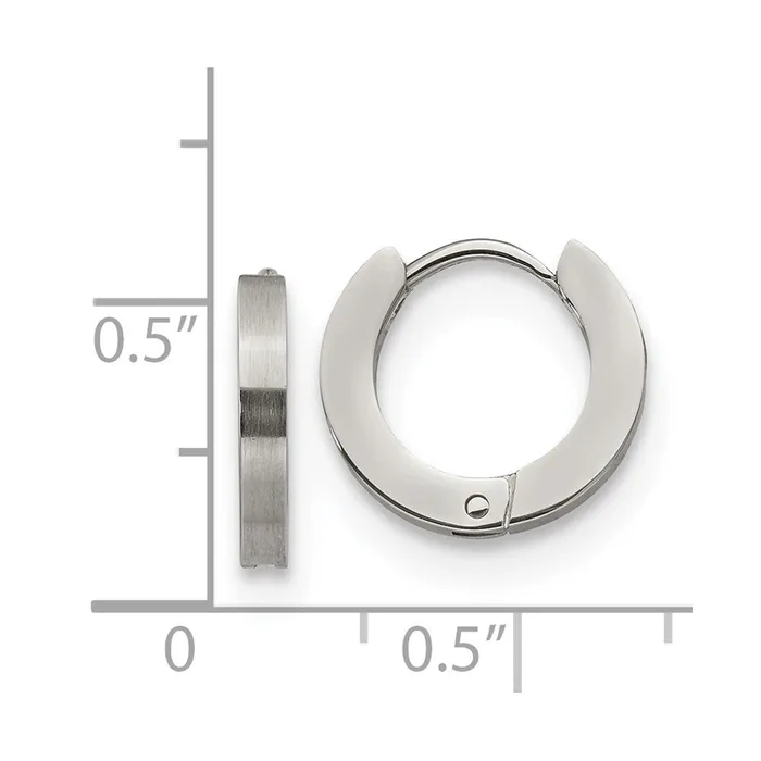 TreasureFineJewelers Stainless Steel Brushed and Polished 2mm Hinged Hoop Earrings Earrings