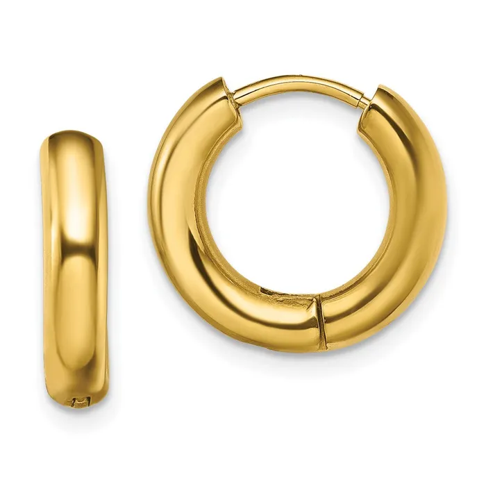 TreasureFineJewelers Stainless Steel Polished Yellow IPplated 35mm Hinged Hoop Earrings Earrings TreasureFineJewelers Stainless Steel Polished Yellow IPplated 35mm Hinged Hoop Earrings Earrings