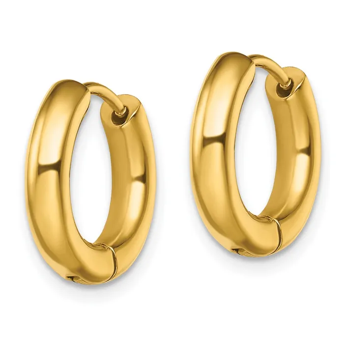 TreasureFineJewelers Stainless Steel Polished Yellow IPplated 35mm Hinged Hoop Earrings Earrings